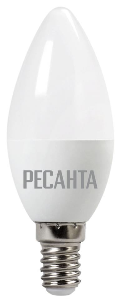 Лампа светодиодная LL-R-C37-6W-230-3K-E14 (свеча, 6Вт, тепл , Е14) Ресанта, шт76/1/3